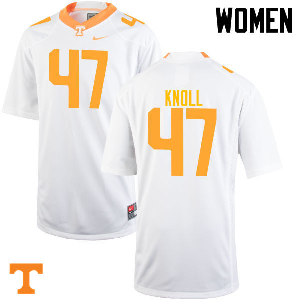 Women #47 Landon Knoll Tennessee Volunteers College Football Jerseys-White